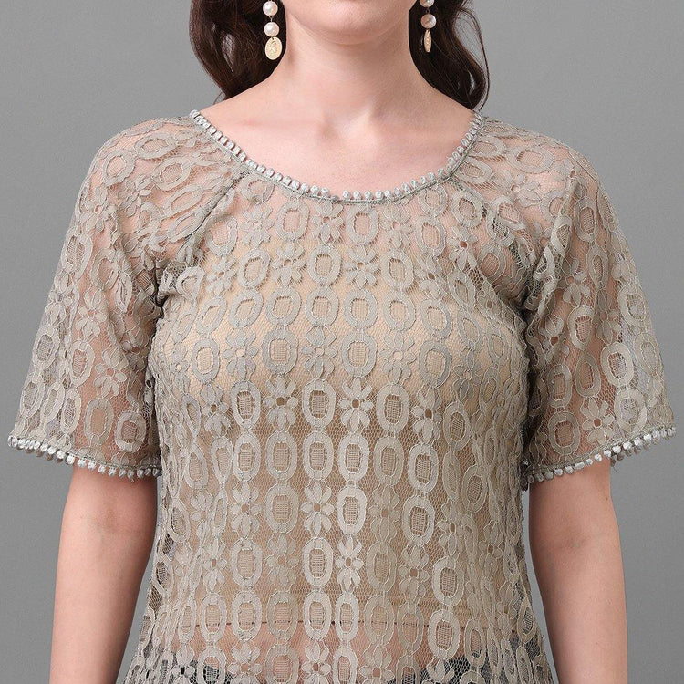 Lace Top With Tassels Detail